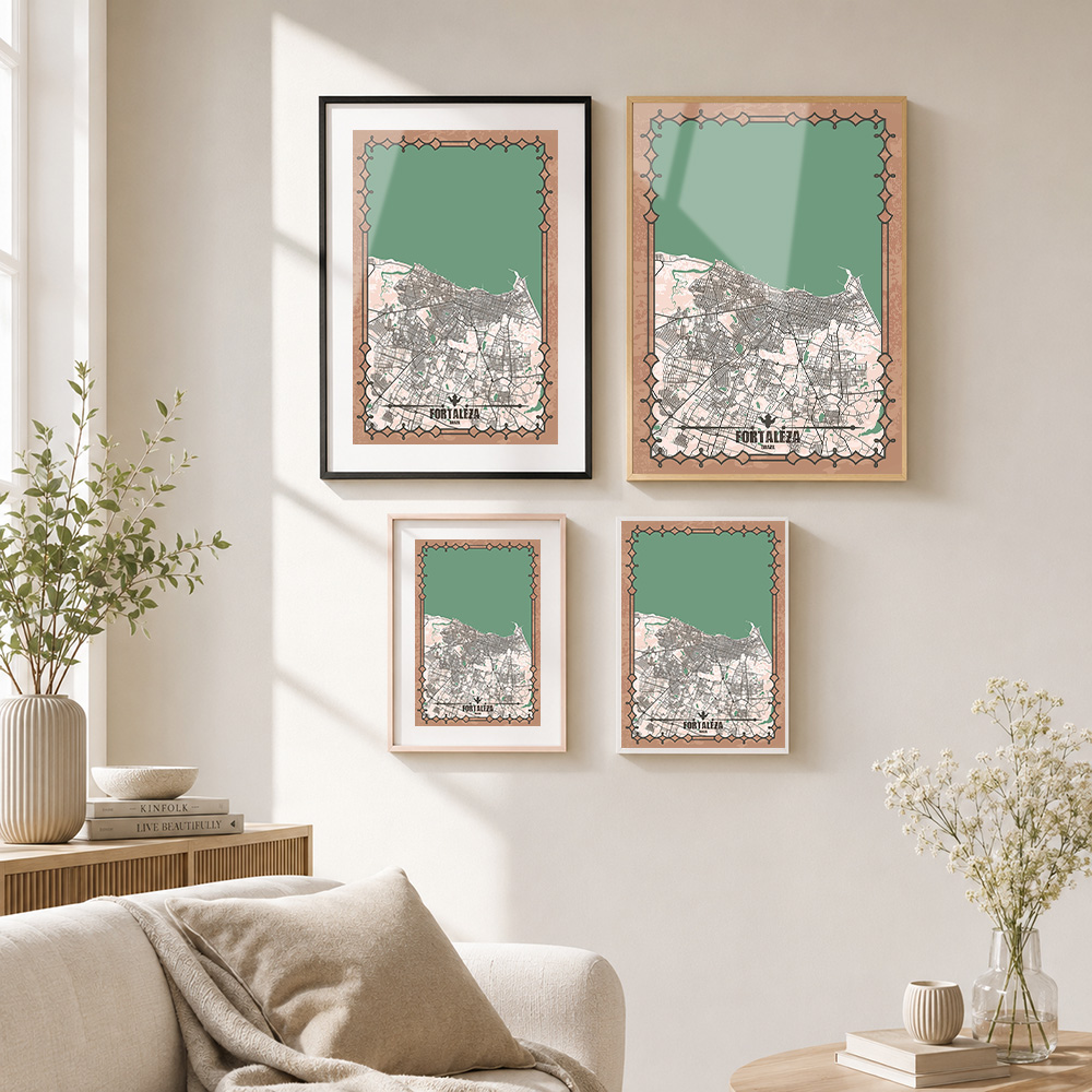 Fortaleza City Map Framed Meta - Custom Map Poster recension och pris